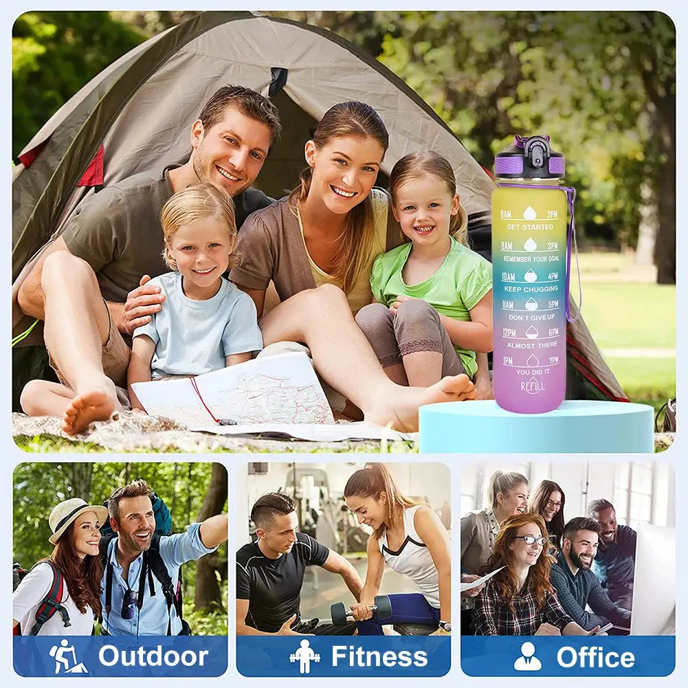 1L Water Bottle Portable Sport Water Bottle Pretty Drink Bottle Leakproof Gym Water Bottle for Outdoor Travel Fitness Cycling Zenn Organics Inc