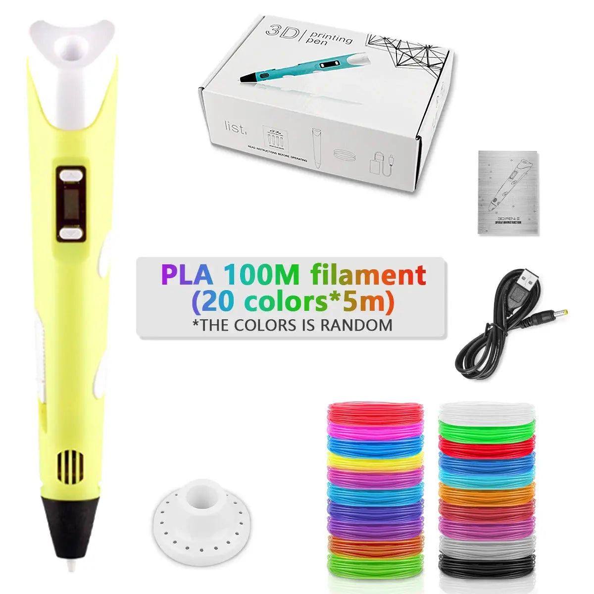 3D Pen For Children 3D Printing Drawing Pen DIY Funny Set for Kids Chidren Birthday Chrismas Creative Gift with PLA Filament Zenn Organics Inc