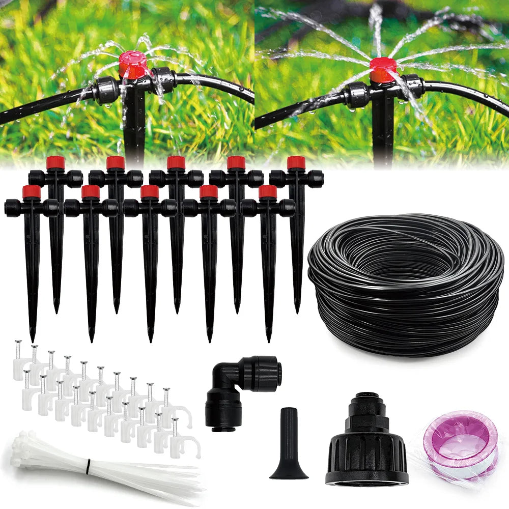 Garden Watering System, Quick-Connect Drip Irrigation Kit, DIY Automatic Irrigation Equipment Set for Lawn Raised Bed Greenhouse Zenn Organics Inc