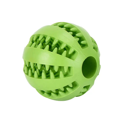 Small dog rubber chew toy with elastic food ball design, interactive pet toy for teeth cleaning and play from Zenn Organics Inc.