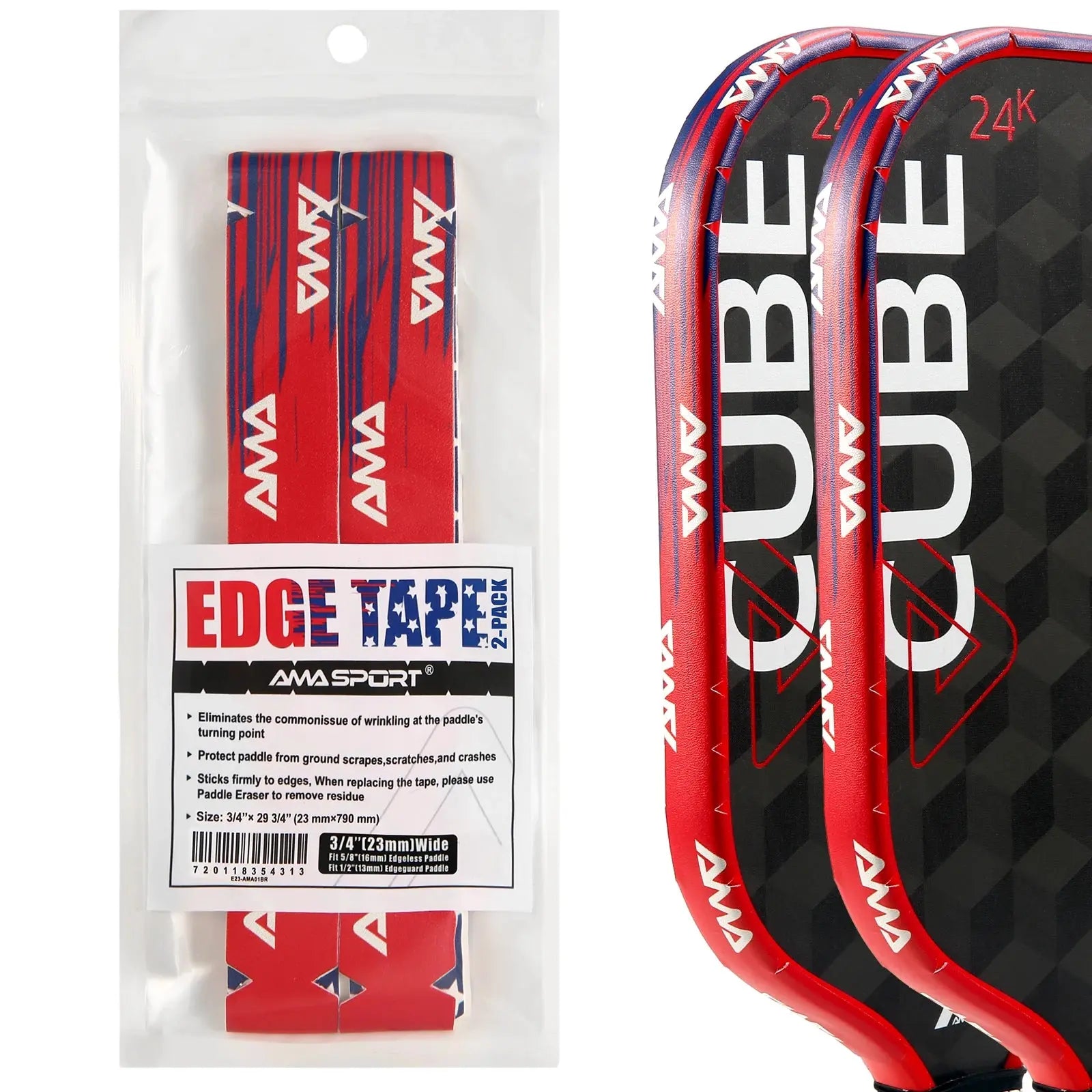 Pickleball Paddle Protection Tape New Color for 13mm/16mm/19mm Padel- 2 Units Pack Paddle Head Edge Guard- Pickleball Lead Tape Zenn Organics Inc