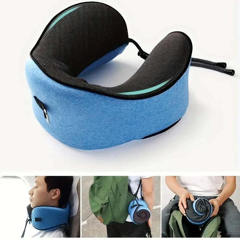 Travel Pillow 100% Pure Memory Foam Travel Neck Pillow, Airplane Pillow for Traveling、Car、Home、Office，Washable Cover Zenn Organics Inc