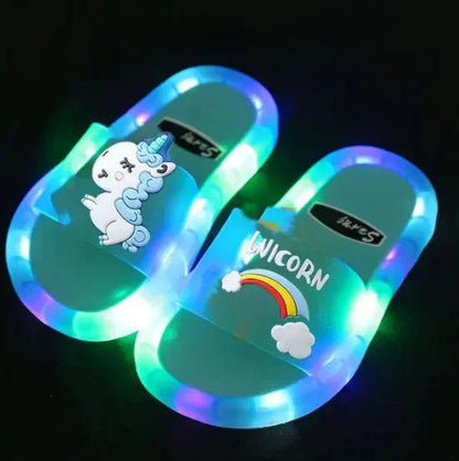 Children‘s Boys Girls Slippers Cartoon Unicorn Animals Prints Shoes Lighted Fashion Cute Shoes Bathroom Kids Toddler Slippers Zenn Organics Inc