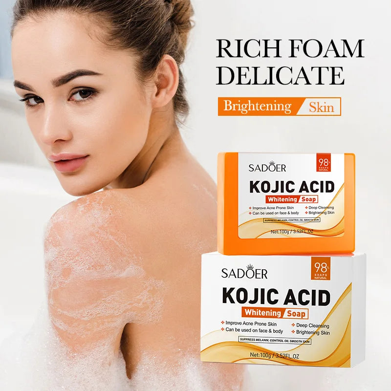 SADOER Kojic Acid Facial Soap Face Wash Foam Facial Cleanser Moisturizing Hydrating Oil Control Body Bathing Handmade Soap Zenn Organics Inc