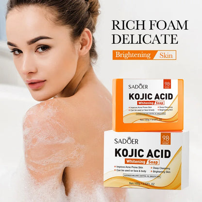 SADOER Kojic Acid Facial Soap Face Wash Foam Facial Cleanser Moisturizing Hydrating Oil Control Body Bathing Handmade Soap Zenn Organics Inc