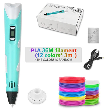3D Pen For Children 3D Printing Drawing Pen DIY Funny Set for Kids Chidren Birthday Chrismas Creative Gift with PLA Filament Zenn Organics Inc