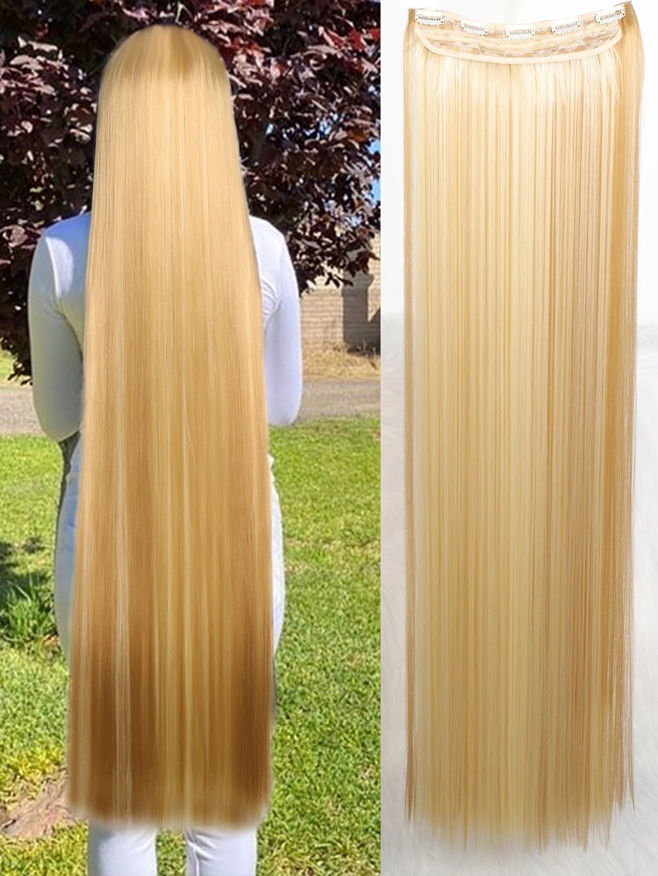 Synthetic 5 Clip In Hair Extensions Long Straight Hairstyle Hairpiece Black Brown Blonde 80CM Natural Fake Hair For Women Zenn Organics Inc