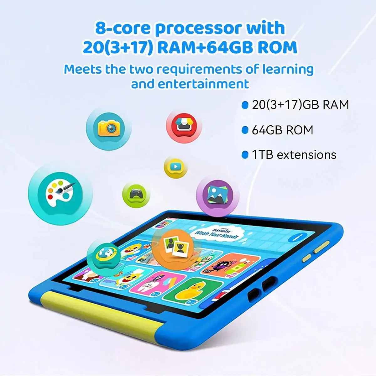 Kid Tablet Android 15 Tablet for Kids 10 inch 20GB+64GB 8-Core with Case 1TB TF Expandable for Toddler Children Parental Control Zenn Organics Inc