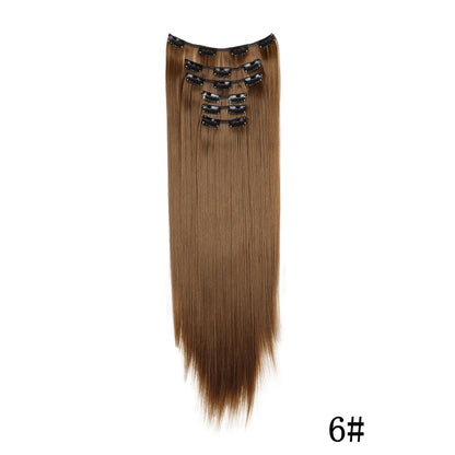 Synthetic Clips in Hair Extensions Long Straight Hairstyle Blonde Black Hairpieces Heat Resistant False Hair Daily Use Zenn Organics Inc