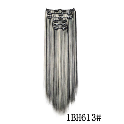Synthetic Clips in Hair Extensions Long Straight Hairstyle Blonde Black Hairpieces Heat Resistant False Hair Daily Use Zenn Organics Inc