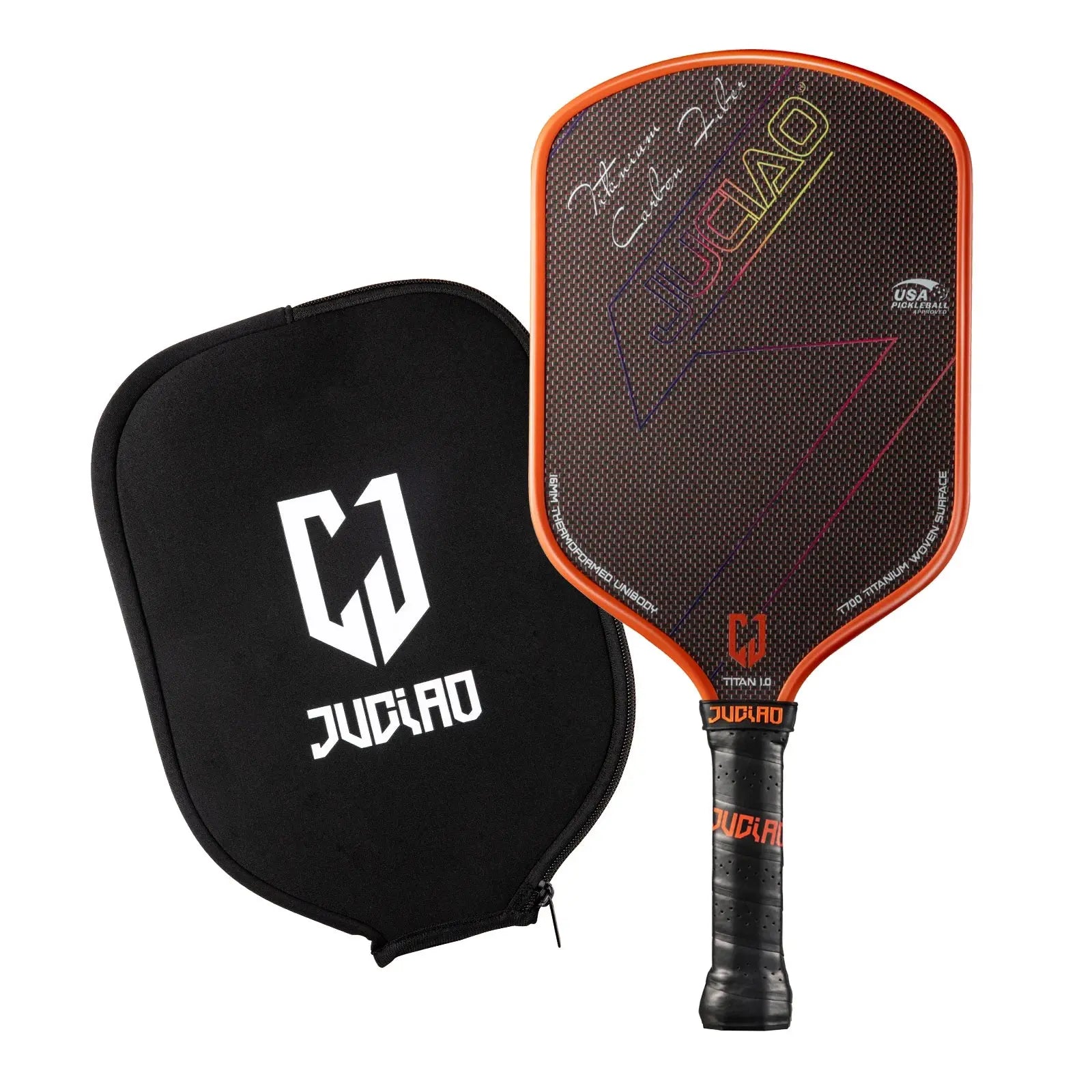 JUCIAO T-Titanium Pickleball Paddle Carbon Fiber Pickleballs For Spin And Control Foam  Injected Edges Thermoformed Pickleball Zenn Organics Inc