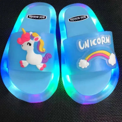 Children‘s Boys Girls Slippers Cartoon Unicorn Animals Prints Shoes Lighted Fashion Cute Shoes Bathroom Kids Toddler Slippers Zenn Organics Inc