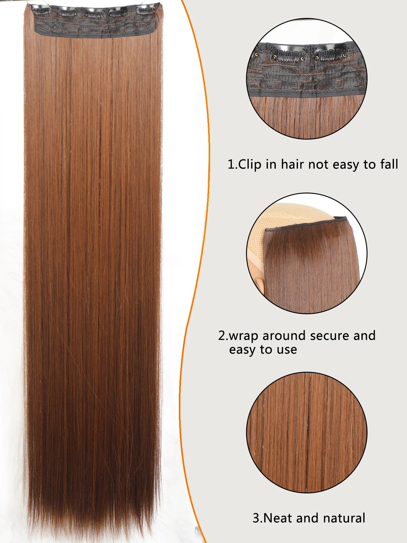 Synthetic 5 Clip In Hair Extensions Long Straight Hairstyle Hairpiece Black Brown Blonde 80CM Natural Fake Hair For Women Zenn Organics Inc
