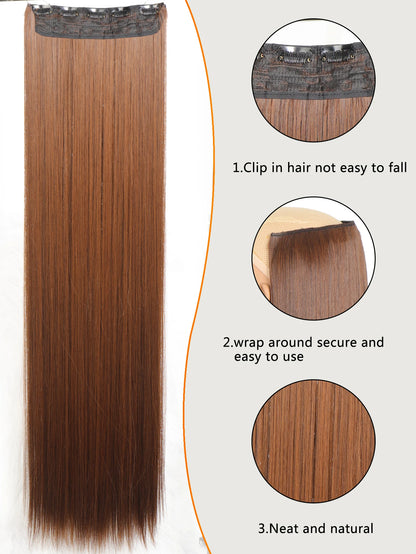 Synthetic 5 Clip In Hair Extensions Long Straight Hairstyle Hairpiece Black Brown Blonde 80CM Natural Fake Hair For Women Zenn Organics Inc
