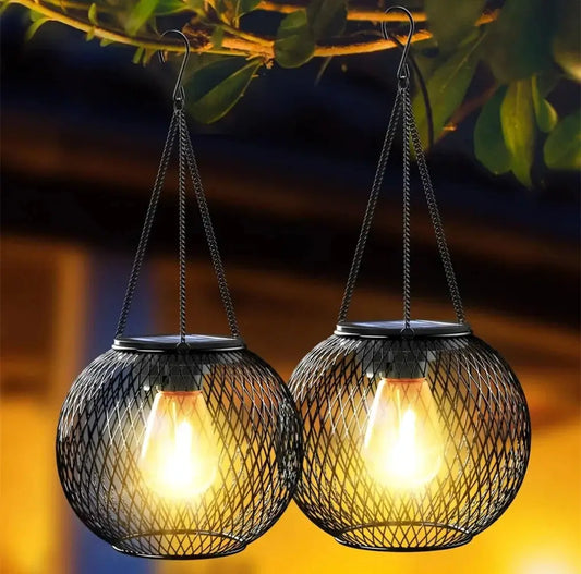Outdoor solar lantern by Zenn Organics Inc, waterproof hanging decorative lights with upgraded solar-powered design for outdoor use.