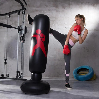 Fitness-6 inflatable punching bag trainer for adult boxing practice, featuring a tall, thickened inflatable column for fitness training.