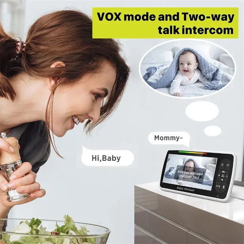 Babystar 5inch Video Baby Monitor with Remote Pan-Tilt-Zoom Camera and Audio.Two Way Talk VOX Mode Lullabies BabyPhone Zenn Organics Inc