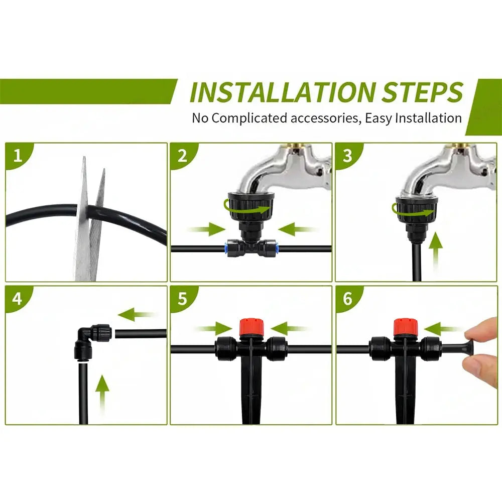 Garden Watering System, Quick-Connect Drip Irrigation Kit, DIY Automatic Irrigation Equipment Set for Lawn Raised Bed Greenhouse Zenn Organics Inc