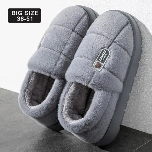 Men's slippers Winter Solid Color Wrap Heels Plush Slippers Non-slip Warm Women Men Home Casual Cotton Shoes Big Size 50 51 Zenn Organics Inc