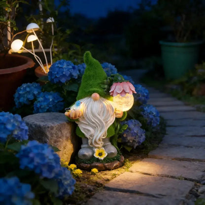Garden Gnome Solar Light Outdoor Waterproof LED Decor for Yard Patio Flower Bed Pathway Water Feature Glow Night Light Figurine Zenn Organics Inc