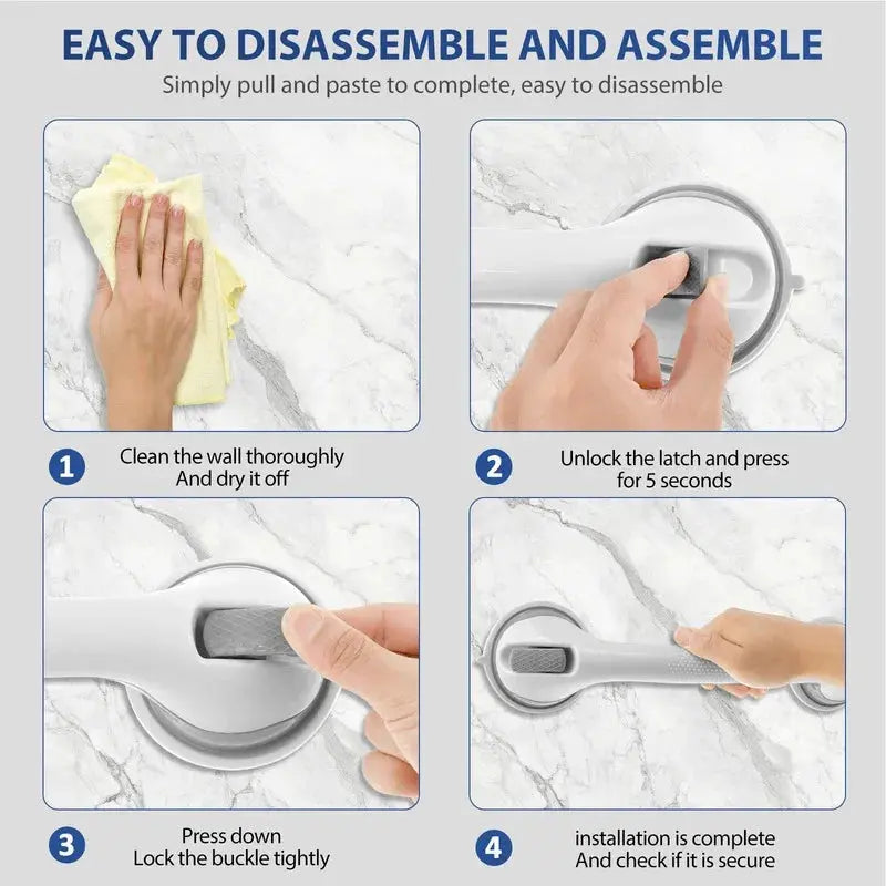 1/2Pcs Showers Grab Bars Free Punch Bathroom Handle Anti Slip Safety Suction Cups Bathtub Grab Bar For Elderly Children Support Zenn Organics Inc