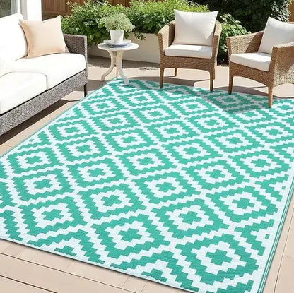 Outdoor Carpets for Camping RV Mat Outside Indoor Outdoor for Porch Deck Backyard Living Room Balcony Picnic Black White Rugs Zenn Organics Inc