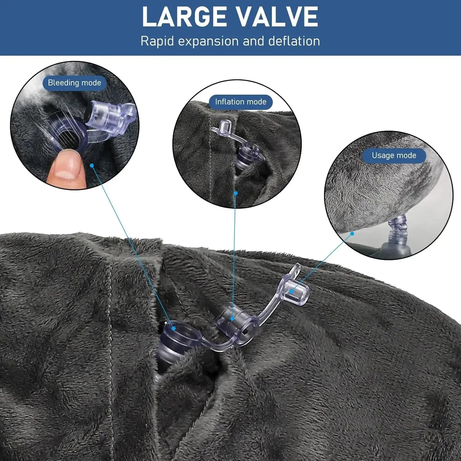 Inflatable Travel Pillow with Soft Velvet Cover & Carry Bag, Neck Support for Airplane, Car, Office & Adult Sleeping Zenn Organics Inc