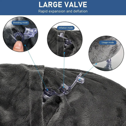 Inflatable Travel Pillow with Soft Velvet Cover & Carry Bag, Neck Support for Airplane, Car, Office & Adult Sleeping Zenn Organics Inc