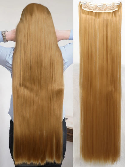 Synthetic 5 Clip In Hair Extensions Long Straight Hairstyle Hairpiece Black Brown Blonde 80CM Natural Fake Hair For Women Zenn Organics Inc