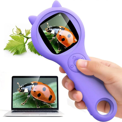 Kids Digital Microscope 500X Portable USB Charging with Photo Video Function Silicone Case Educational Science Toy for Children Zenn Organics Inc