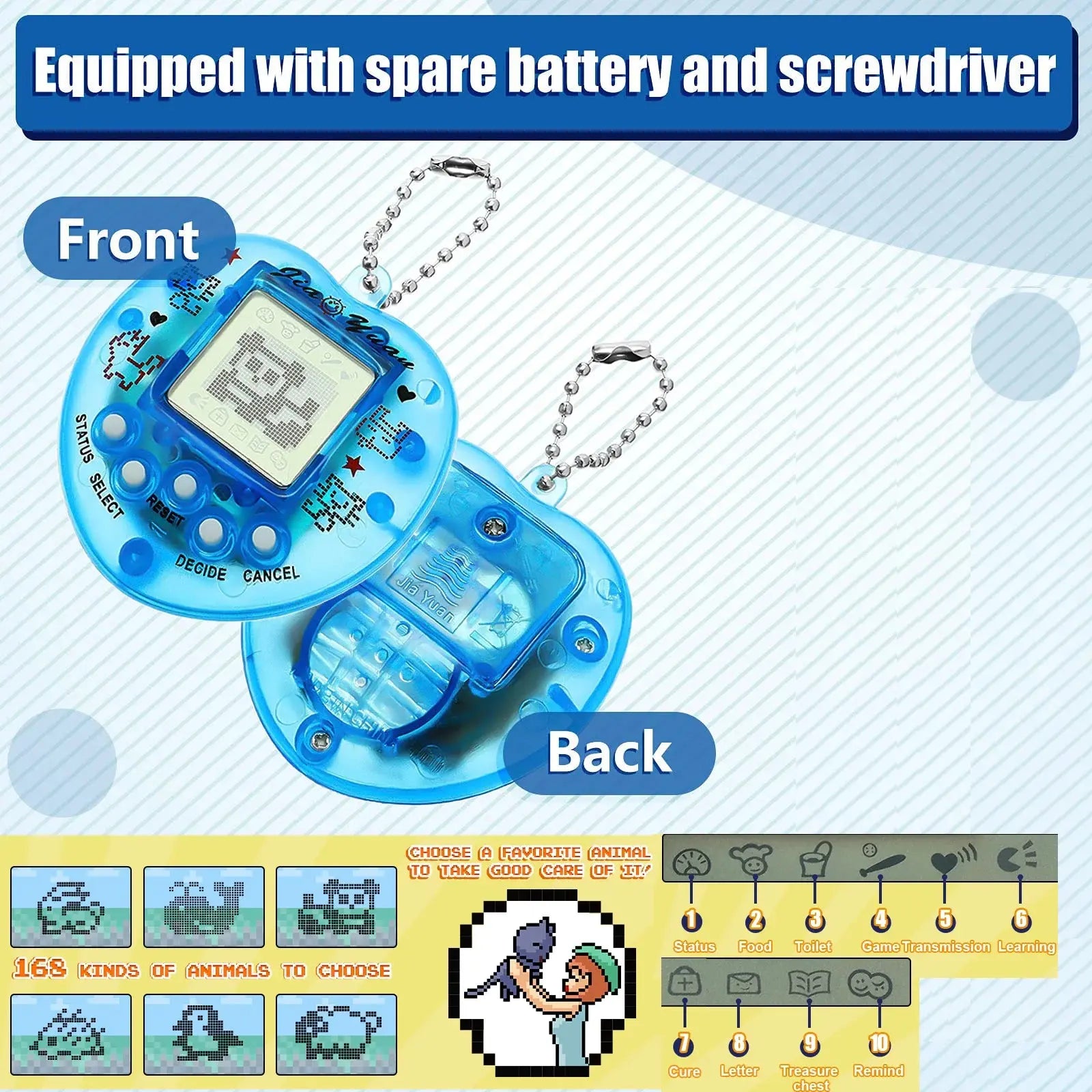Kids Electronic Pets Game Tamagotchi Handheld Game Console Toy in Russian Original German Spanish Polish Virtual Digital Pet Toy Zenn Organics Inc