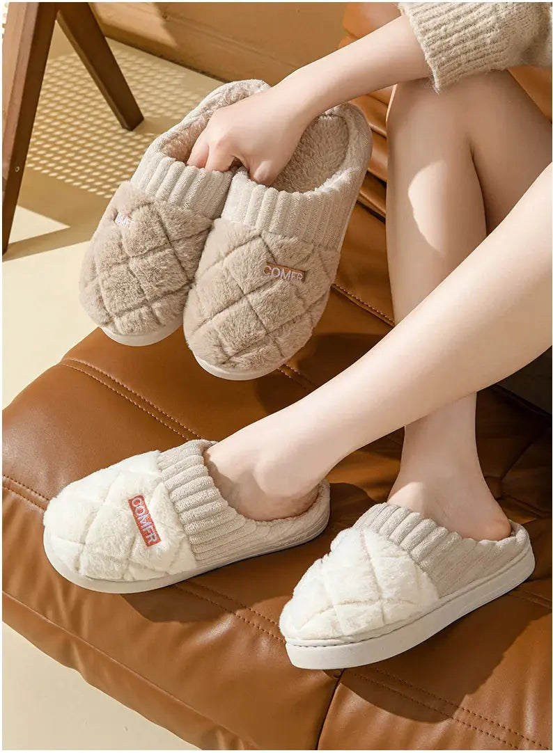 Women's Casual Home Slippers Soft Bottom Plush Slippers Anti-slip Thermal Slippers Indoor Winter Men's Fashion Casual Flats Slip Zenn Organics Inc