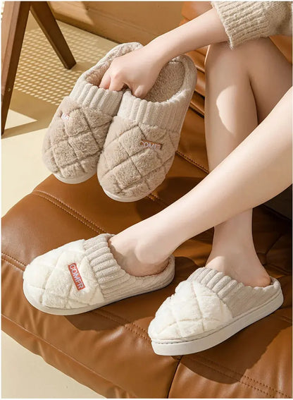 Women's Casual Home Slippers Soft Bottom Plush Slippers Anti-slip Thermal Slippers Indoor Winter Men's Fashion Casual Flats Slip Zenn Organics Inc