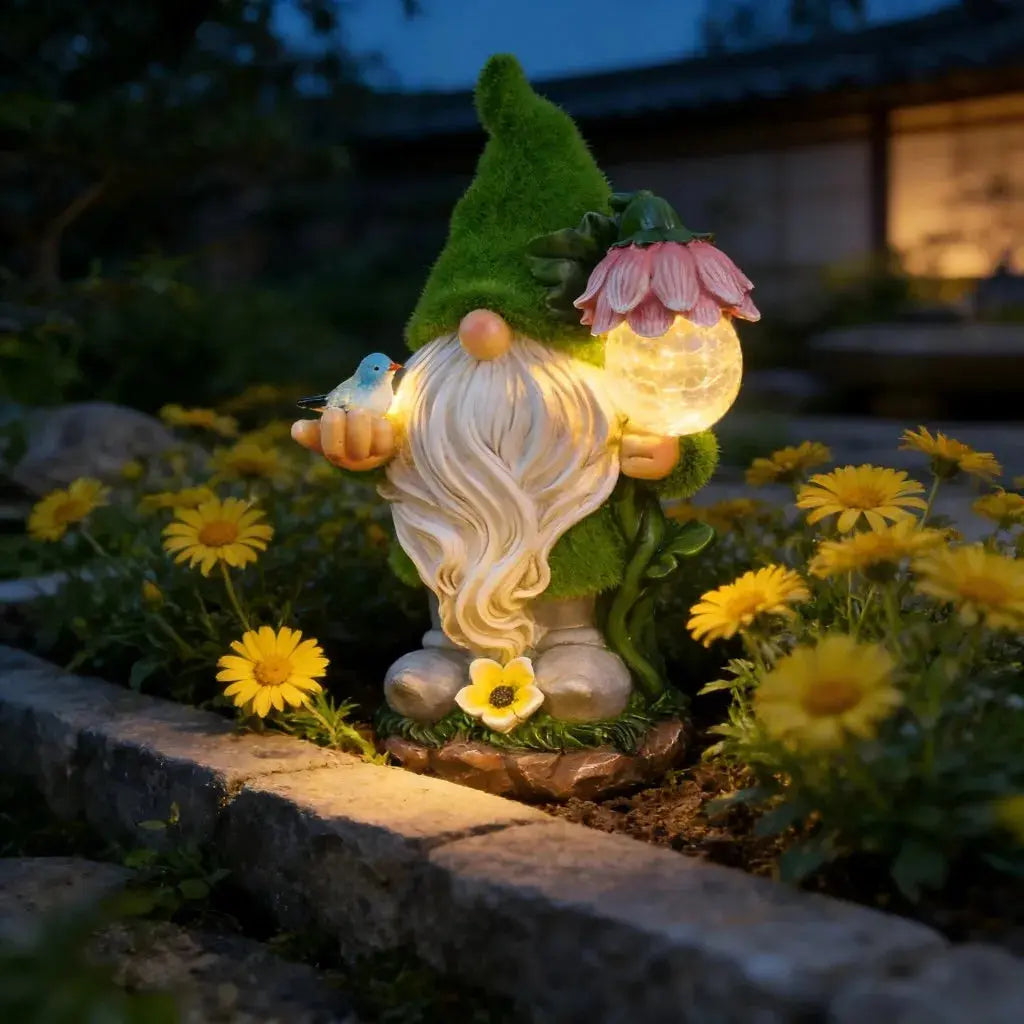 Garden Gnome Solar Light Outdoor Waterproof LED Decor for Yard Patio Flower Bed Pathway Water Feature Glow Night Light Figurine Zenn Organics Inc