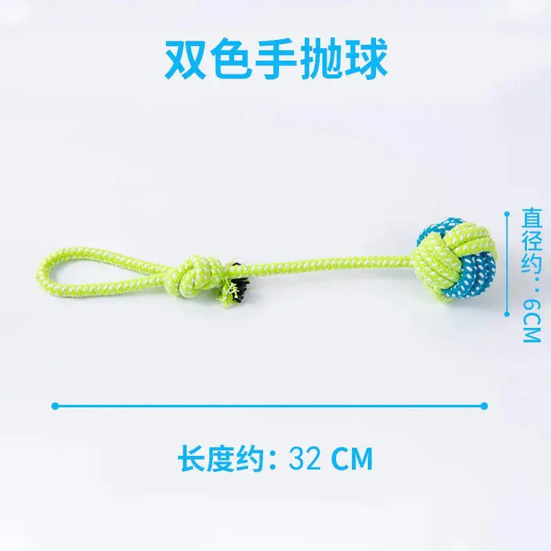 Zenn Organics Inc pet dog toys including cotton rope, mini ball, and toothbrush chew toy for large and small dogs.