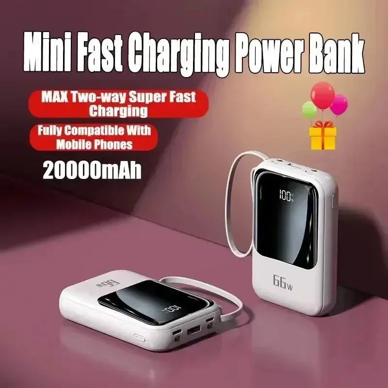NEW 20000mAh Mini Power Bank 66W Portable Charger Fast Charging Powerbank External Spare Battery for IPhone Huawei Xiaomi Phone Zenn Organics Inc