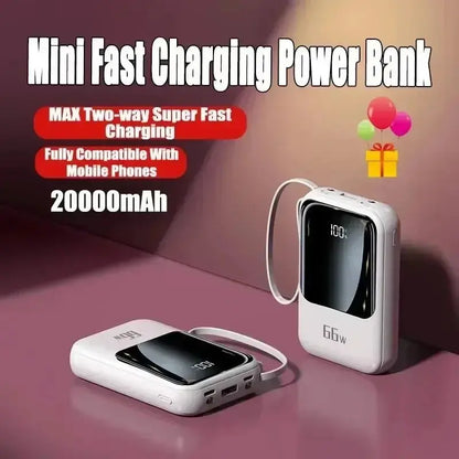 NEW 20000mAh Mini Power Bank 66W Portable Charger Fast Charging Powerbank External Spare Battery for IPhone Huawei Xiaomi Phone Zenn Organics Inc