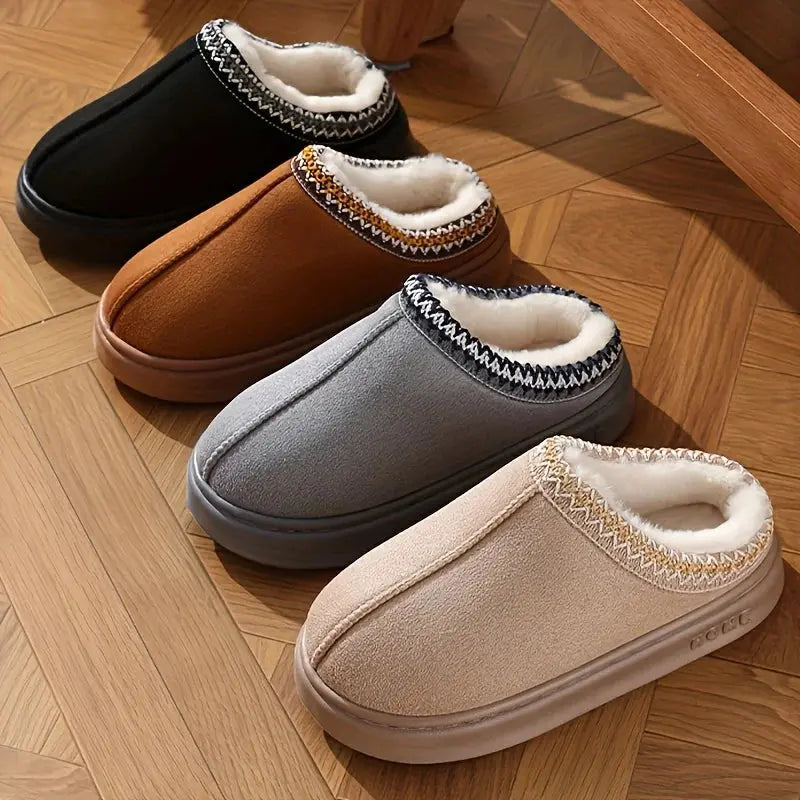 Women's Comfort Lined Slippers Soft Sole Winter Warm Indoor Outdoor Shoes Elegant Couple Slippers Zenn Organics Inc