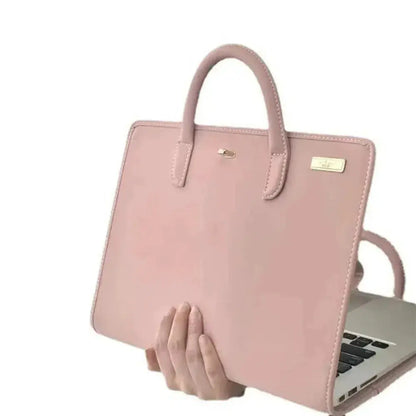 Laptop Handbag Pink Laptop Bag PU Fashion Laptop Sleeve Breathable Top-Handle Computer Protective Case for Girl Zenn Organics Inc