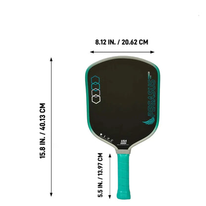 PEGASUS 16MM Pickleball Paddle, T700 Carbon Fiber Textured Surface, Polyer Honeycomb Core, Wide-body Paddle, Enhanced Power&Spin Zenn Organics Inc