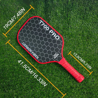 Zenn Organics Inc T700 Carbon Pickleball Paddle with sleek black design and ergonomic handle, ready for game play