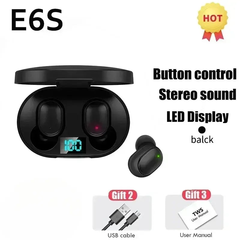 E6S Wireless Bluetooth Earphones TWS Bluetooth Headset Wireless Earbuds Noise Cancelling Earphones with Microphone Headphones Zenn Organics Inc