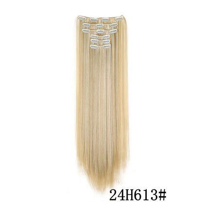 Synthetic Clips in Hair Extensions Long Straight Hairstyle Blonde Black Hairpieces Heat Resistant False Hair Daily Use Zenn Organics Inc
