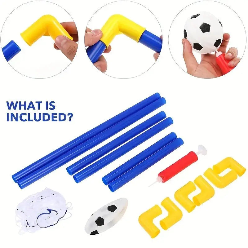 Portable Indoor/Outdoor Toy Football Goal Set44x25cm - Micro Soccer Net Pump&Ball Lightweight Kids Training Park Beach Games Zenn Organics Inc