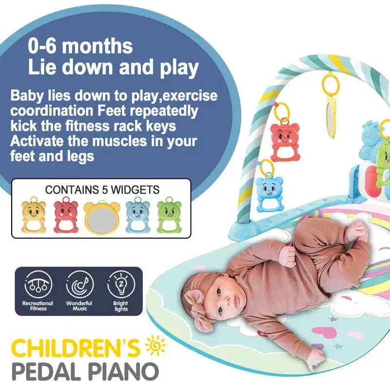 Baby Fitness Stand Music Play Gym Activity Toys Newborn Piano Crawling Blanket Pedal Game Pad Early Education 0-36 Months Gifts Zenn Organics Inc