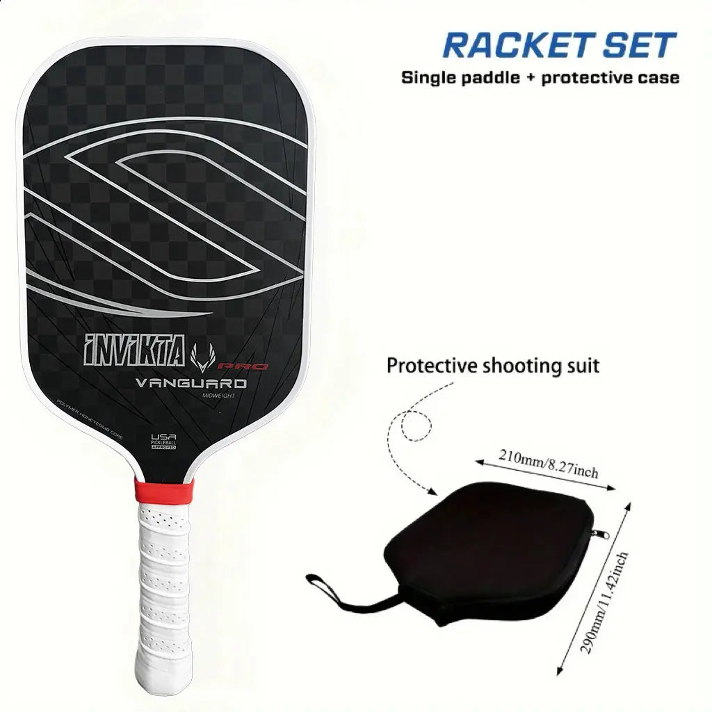 12K pickleball paddle with a 16mm polymer honeycomb core, designed for enhanced spin and power; black with white accents, includ Zenn Organics Inc
