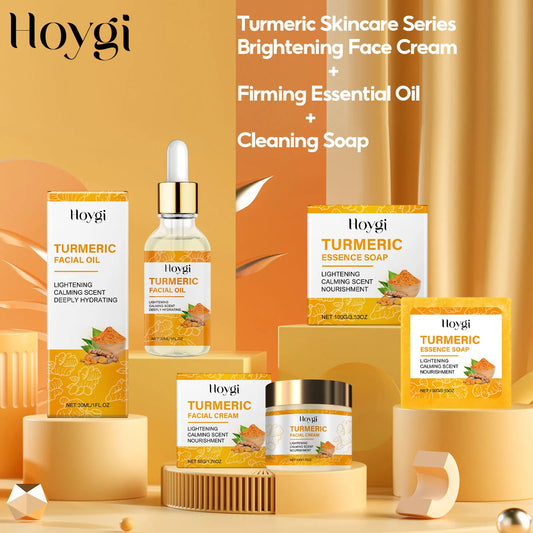 Turmeric Facial Essential Oil Repair Firming Deep Cleansing Soap Even Skin Tone Cream for Face Reduce Dullness Nourish Skin Care Zenn Organics Inc