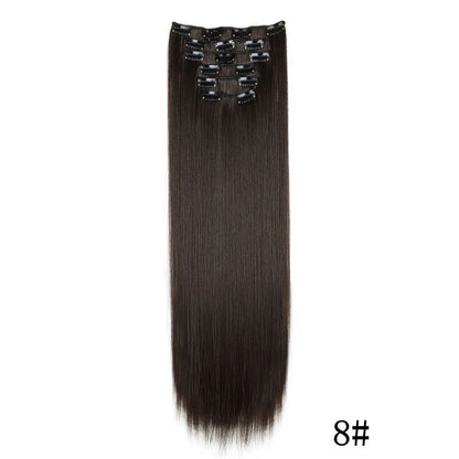 Synthetic Clips in Hair Extensions Long Straight Hairstyle Blonde Black Hairpieces Heat Resistant False Hair Daily Use Zenn Organics Inc