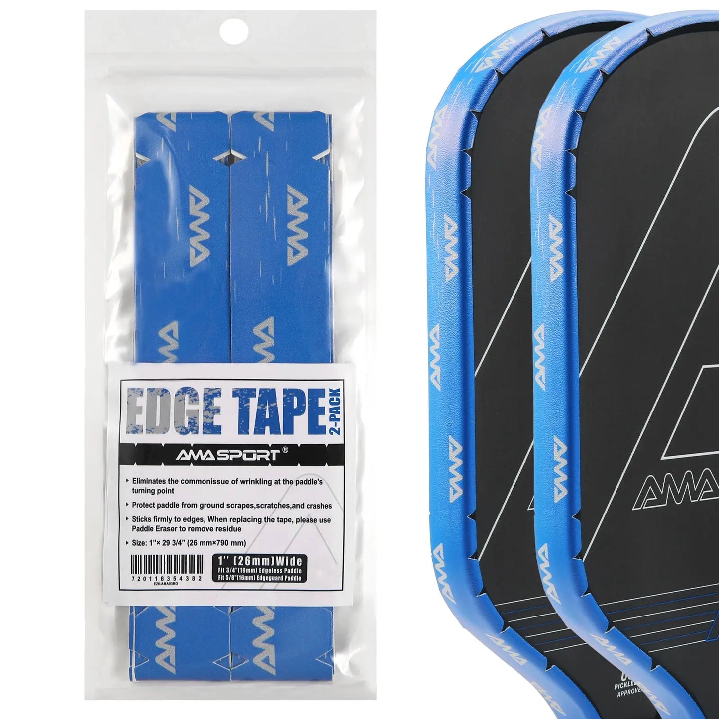 Pickleball Paddle Protection Tape New Color for 13mm/16mm/19mm Padel- 2 Units Pack Paddle Head Edge Guard- Pickleball Lead Tape Zenn Organics Inc