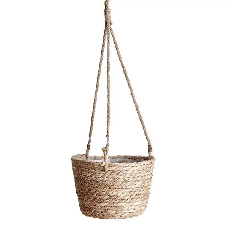 Garden Hanging Planter Macrame Plant Storage Basket Jute Rope Woven Indoor Outdoor Flower Pot Holder Plant Hangers Home Decor Zenn Organics Inc